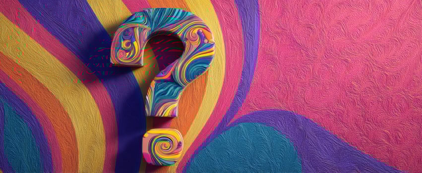 The Colorful Question Mark Against a Vibrant Background Creating Intrigue and Curiosity photo