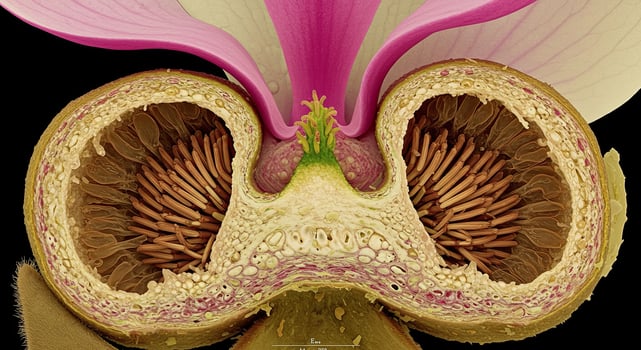 Magnified Cross Section of a Magnolia Flower photo
