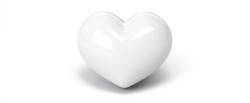 The white heart object symbolizing love and beauty in a minimalist design. photo