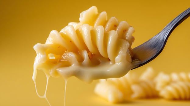 A spoon with some macaroni on it photo