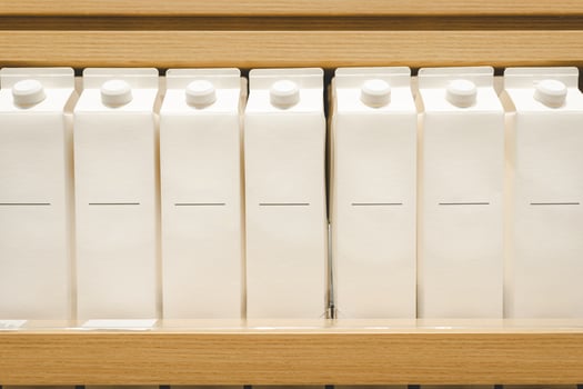 Box empty white package. Retail package. Drink package for liquid product. Blank paper pack. photo