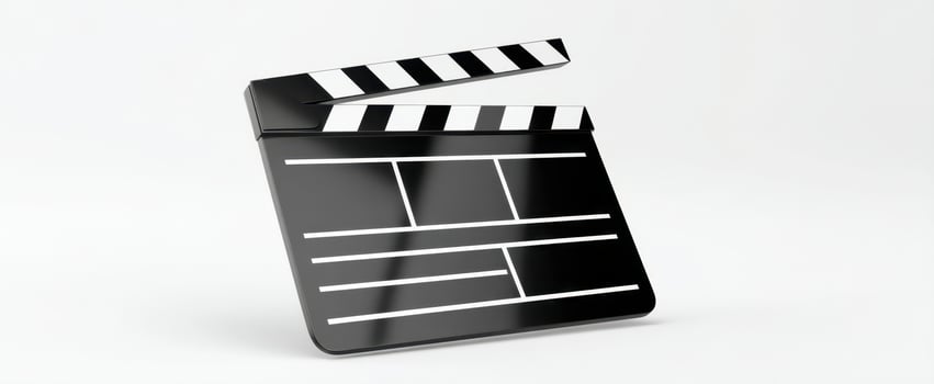 The clapperboard on a minimalist background for film production creativity. photo