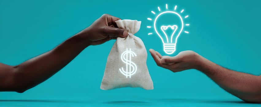 The exchange of money for innovative ideas and creative solutions. photo
