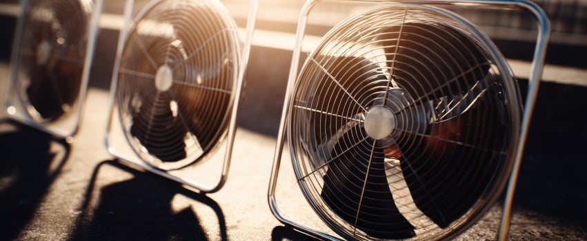 The arrangement of fans capturing sunlight and refreshing the atmosphere photo