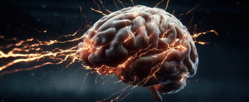 The electrifying brain showcasing neural connections and creativity sparks photo