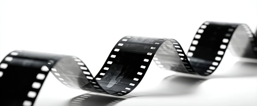 A row of film strips on a white background photo