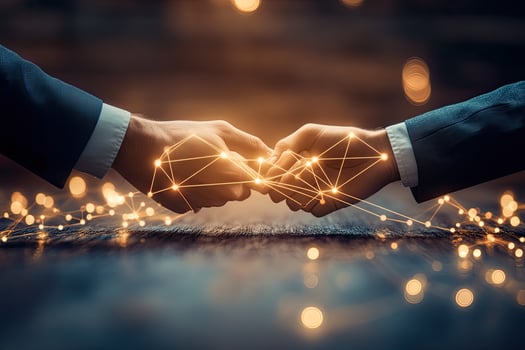 Business partnership, connected by technology photo