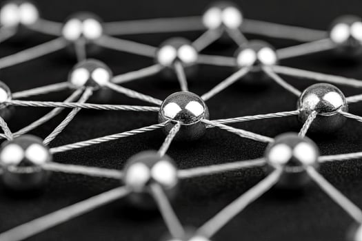 Interconnected network of metallic spheres photo