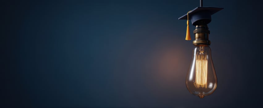 The Stylish Graduation Cap Adorning an Elegant Light Bulb photo