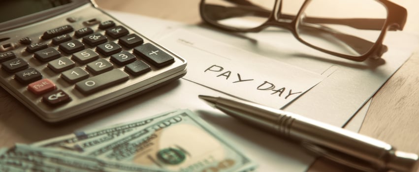 The calculator and cash on a workspace for financial planning and budgeting. photo