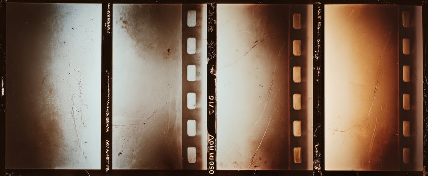 The film strip showcasing empty frames with a vintage aesthetic. photo