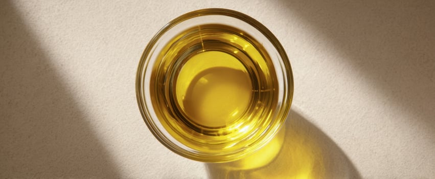 The vibrant glass of oil highlighting culinary elegance and simplicity. photo