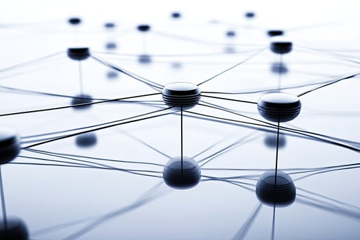 A group of connected objects on a white background photo
