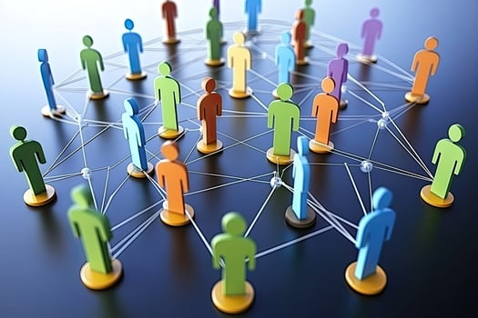 Diverse people interconnected in a network photo