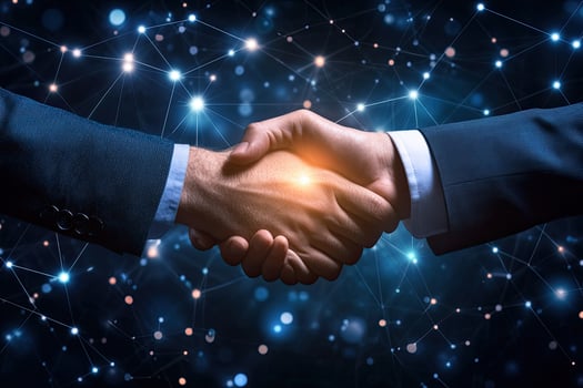 Business partnership, digital network photo