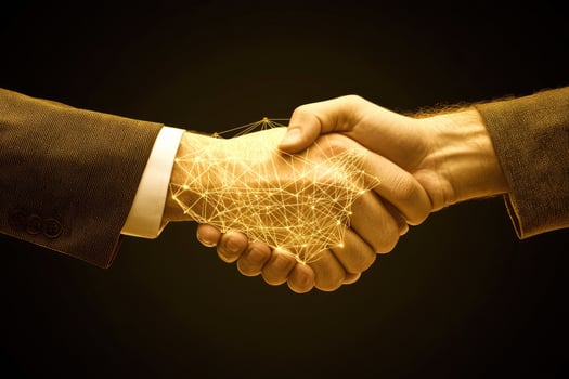 Digital handshake, connecting two people photo