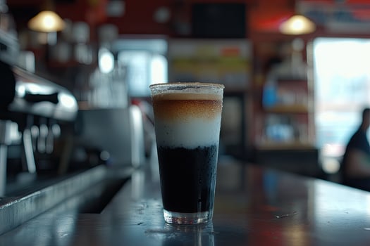 Layered espresso drink on a bar photo
