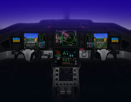 Airplane Cockpit at Night photo