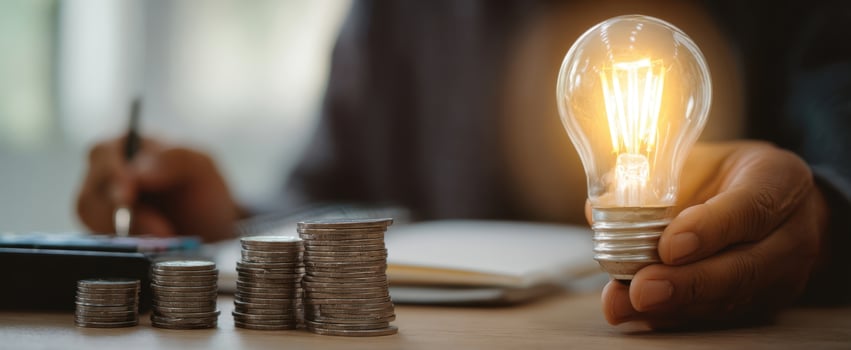 The lightbulb illuminating financial growth and innovative investment strategies. photo