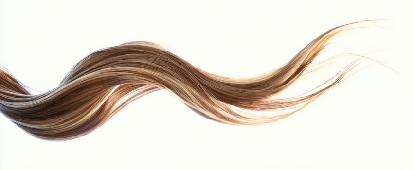 The flowing brown hair strand showcasing elegance and beauty in a minimalist style. photo