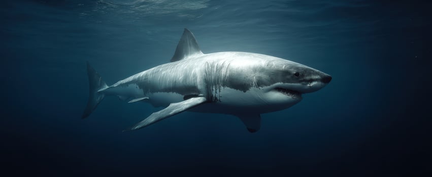 The majestic shark swimming gracefully through the deep blue ocean waters. photo