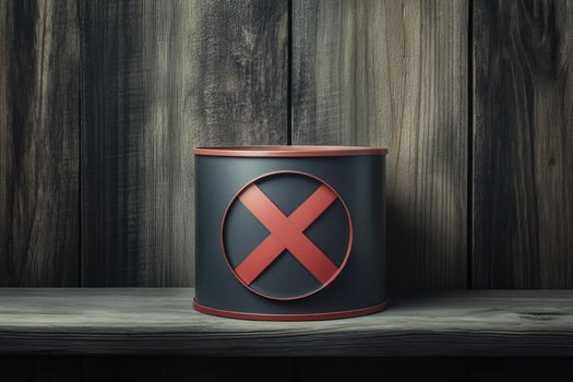 Dark cylinder with red cross photo