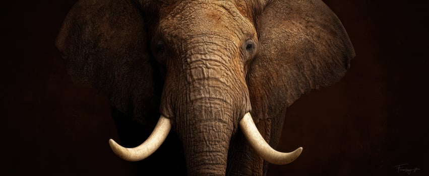 The majestic elephant showcasing its stunning features in a rich background. photo