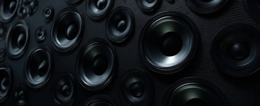 The intricate arrangement of speakers creating a captivating auditory environment. photo