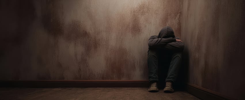 The introspective figure seated alone in a dimly lit corner. photo