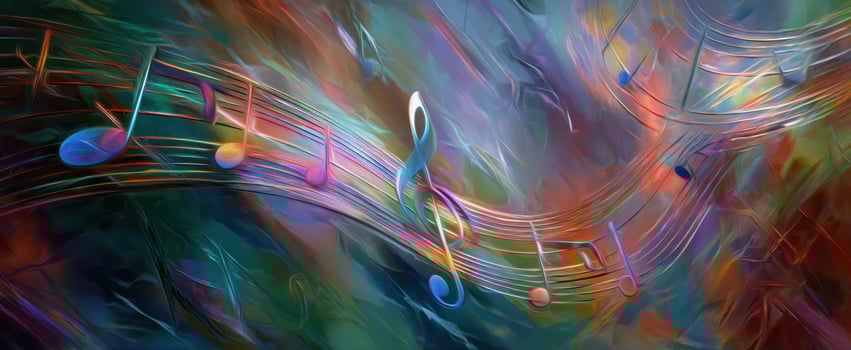 The Colorful Dance of Musical Notes in an Abstract Harmony photo