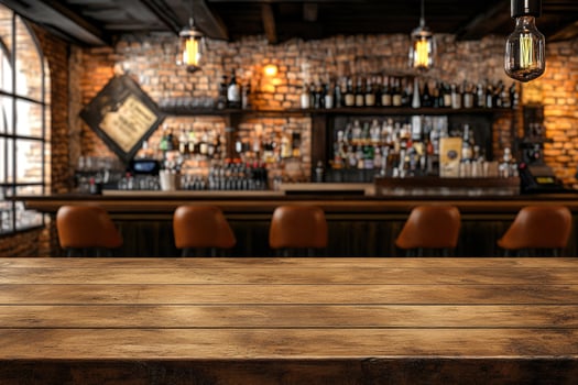 Rustic bar with wooden table photo