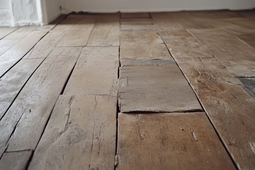 Damaged antique wooden floor photo