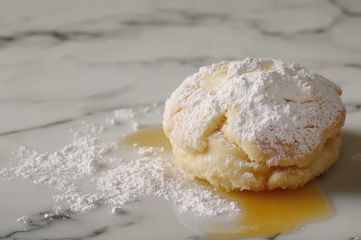 Sweet, powdered biscuit with maple syrup photo