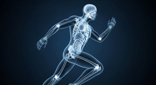 The skeleton of a man running photo