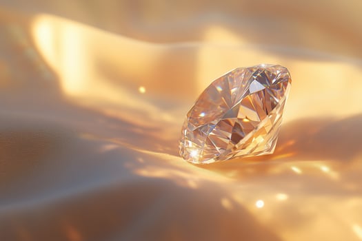 A stunning diamond resting on luxurious silk photo