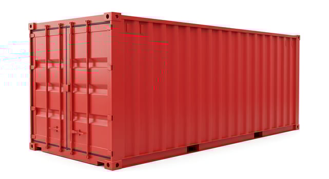 Bright Red Shipping Container Isolated on White Background photo