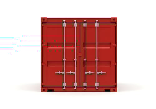 Vibrant Red Cargo Container Isolated on White Background photo