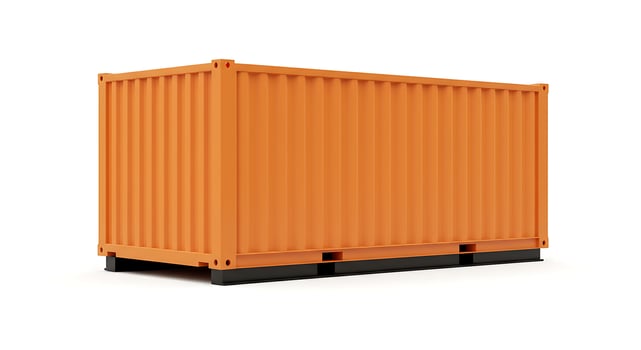Orange Cargo Container on White Background photo