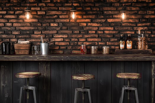 Rustic bar interior with brick wall photo