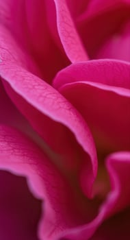 A macro shot capturing the graceful curves and intense color of a pink flower's petals. photo