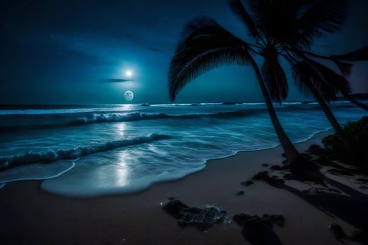 Moon over the ocean at night photo