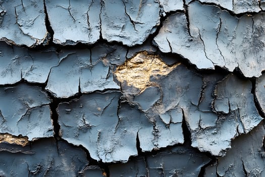 Textured Blue and Gold Cracked Paint Surface for Abstract Art and Design photo