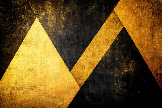 Geometric, textured pattern of gold and dark triangles photo