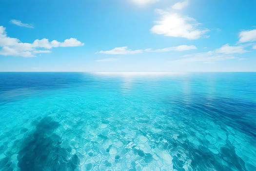 A blue ocean with clear water and sun photo