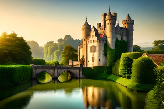 Beautiful castle in the middle of a river photo