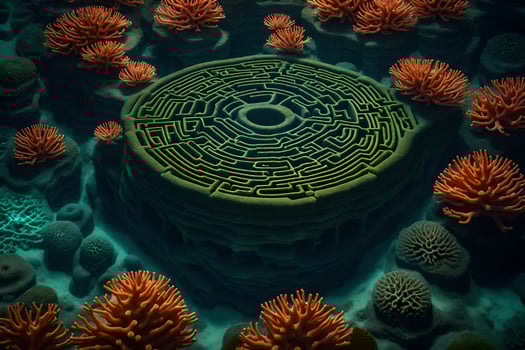 A maze surrounded by coral and sea life photo