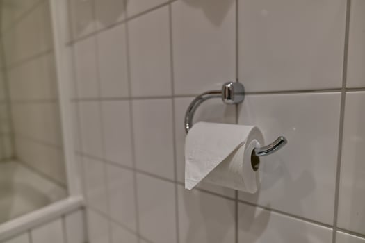 Close-Up of Toilet Paper Roll in Modern Bathroom photo