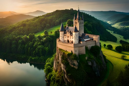 Beautiful castle in germany at sunset photo