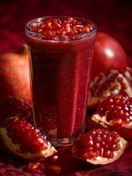 Refreshing Pomegranate Juice in a Glass with Fresh Pomegranate Seeds. photo