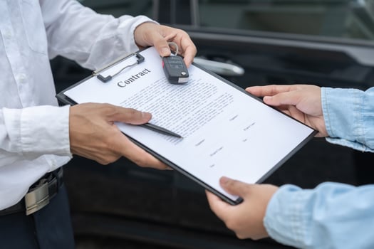 lease, rental car, sell, buy, Dealership send contract and car keys to new owner to sign. Sales, loan credit financial, rent vehicle, insurance, renting, Seller, dealer, installment, car care business photo